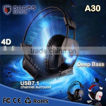 Good Quality SADES A30 Vibration Function and 7.1 Surround Sound Professional Gaming Headphones Games Headphone for Razer Gamer