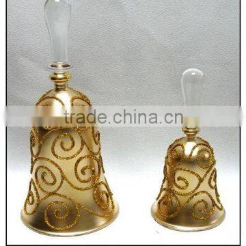 Decorative Golden Hanging Glass Bell with Golden Line