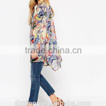 2015 New Latest Printed Blouse Designs Long Sleeve Oversized Kimono Blouse photo-5