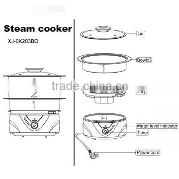 XJ-6K203 8L 3 Layer 7 Programmes LCD Display ,external Water Filter 800w Stainless Steel Electric Steamer Pot photo-4