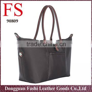 China Supplier Nylon Waterproof Ladies Travel Handbag With Leather Handbag Shopping
