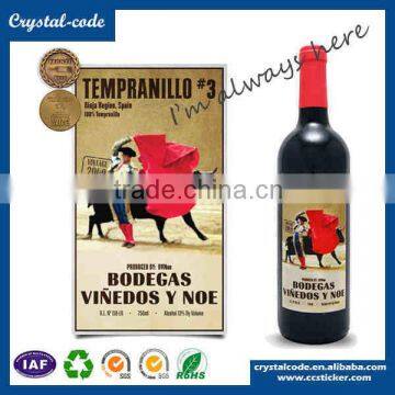 High quality fast delivery hot gold stamping CMYK or pantone color Anti-UV self adhesive wine label with competive price