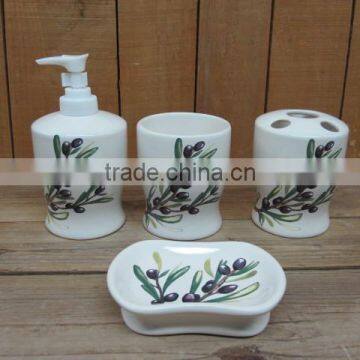 4pcs olive design Ceramic Bathroom Accessories set