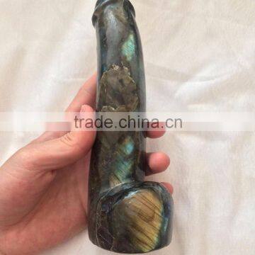 Hand Carved Natural Rock Polished Labradorite Crystal Dildo photo-3