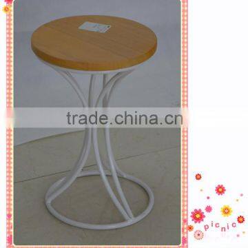 metal frame with spiral legs wood top little stools