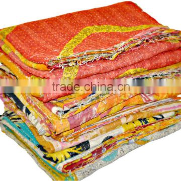 VINTAGE KANTHA quilts reversiblle Hand Quilted Bedcover Rallis Throws