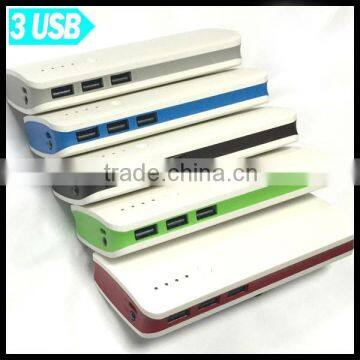 Portable 15000mah Mobile Power Bank with 3 USD Port