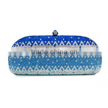 multi blue color clutch bag evening bag indian clutch purse wholesale rhinestone handbags(B1013-SBW)