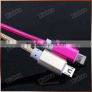 Hot Sale Factory Direct Braided USB Cable For Iphone Android 2 in 1 USB Data Cable 1M