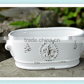 ceramic vintage style planter enamel design fleshy flower pot