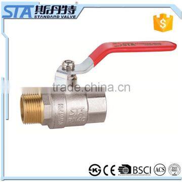 ART.1016 Forged Body Male to Female M/F Thread 1/2" Full Port Inline Brass Water Ball Valve Nickel Plated with Lever Handle