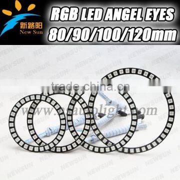 360 degree shine Color Changing led angel eyes kits RGB 72mm 75mm 80mm 90mm 100mm 120mm RGB SMD Led Light Halo Angel Eyes Ring