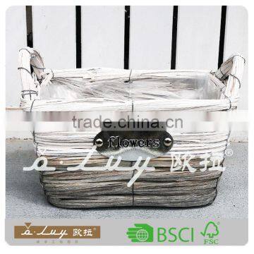 Rectangle White and Gray Color Wooden Chip Basket Set photo-4