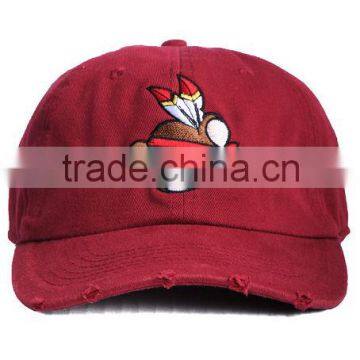 Guangzhou Daijun OEM Hot Sale Embroidered Logo 6 Panel Men And Women Baseball Red Washed Cotton Cap Manufacturer photo-2