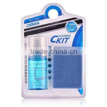 30*30cm Microfiber Cloth OPULA 2 in 1 Super 100% Clean Screen Cleaning Kit With MSDS for Mobile Phone, Computer
