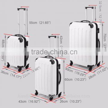 New 3PCS Silver Carry On Luggage Set Trolley Suitcase Travel Bag Spinner ABS PC photo-2