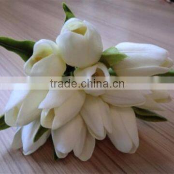 artificial tulip flower 12 head PU tulip bouquet pure white tulip