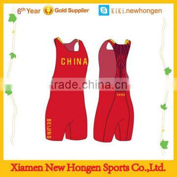 Men And Women China Red Wrestling Singlet Wholesale