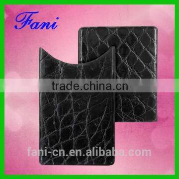 Professional leather factory Fani crocodile-embossed leather id card holder neck wallet