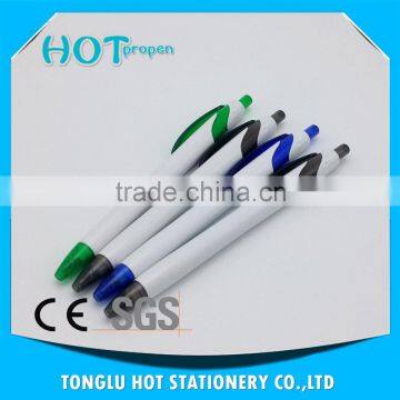 White Barrel Click Ball Pen With Transparency Plunger Clip and Tip