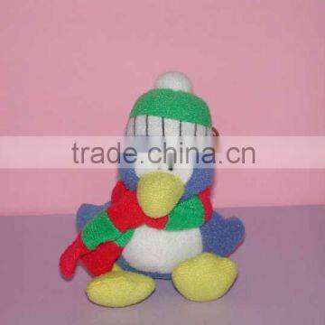 Plush Christmas Penguin ornament with scarf