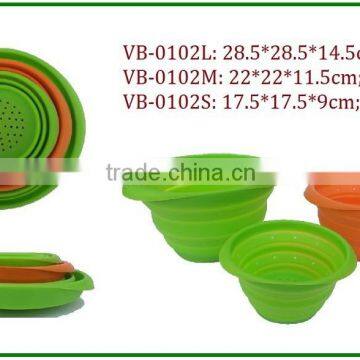 collapsible silicone foldable rice washing bowl