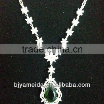 AAA CZ Green stone wedding necklace