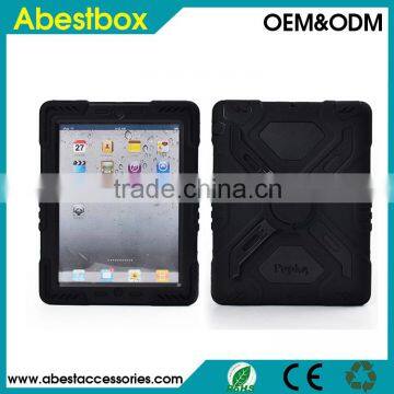 Tough Armor combo shookproof stand Cover Case with Holder for iPad Air, PC Silicone Defender hybrid cases for iPad 2/3/4