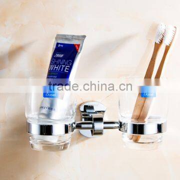 Bathroom Accessory With Brass Double Cup Holder for Hotel Family Use.