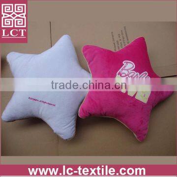 supply 2015 unique design made of Plush Micro fabric promotional star shape cushion with customized logo embroidery(LCTP0181)