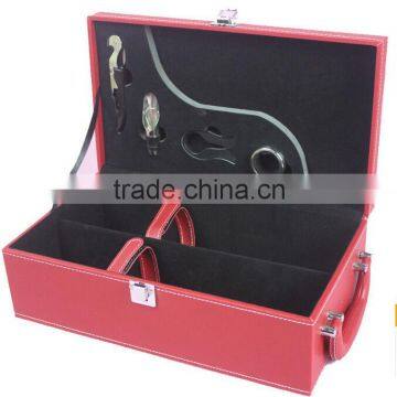 High grade red wine bottle holder for wedding leather material