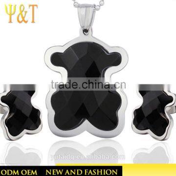 Jingli jewelry factory direct price silver plated custom stainless steel jewelry sets latest bear designs