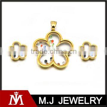 Stainless Steel 18k Gold Plated Flower Style Jewelry Set