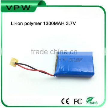 Wholesales 3.7V 1300mAh Rechargeable Li-ion polymer battery cell