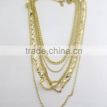 2015 wholesale fashion layers gold thin long chain necklace