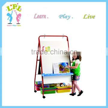 Four wheels movable multifunction children painting wrought iron easel