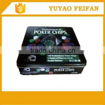 square tin case one dealer small blind plastic poker chip set