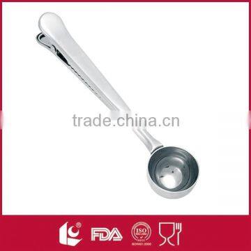 Elegant stainless steel coffee measuring scoop with clip