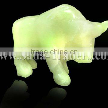 Natural Marble Onyx Designed Marble Bull, Multi Green