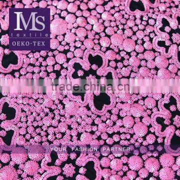 2016 fashionable pattern pink 3d flower sequin home textile fabric on design latest