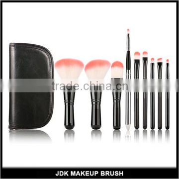 9pcs Go pro premium cute pink dye hair beauty makeup brush set with zipper cosmetic bag