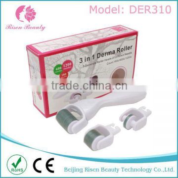 3 in 1 functions needles disk micro needle skin roller/Titanium alloy derma roller/facial beauty roller 192,600,1200needles