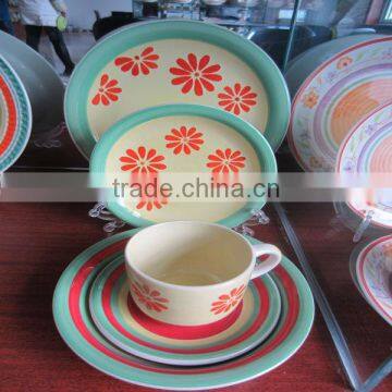 20pcs color striped stoneware dinnerware set wholesale