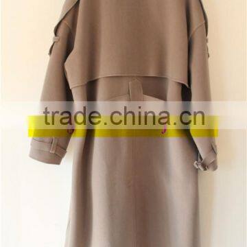 Women's Dust Coat Style Double-breasted Wool Coat Handmade Overcoat Color Grey photo-2