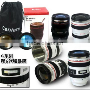 camera lens coffee mug 5th or 6th with lock cover and stainless steel interior