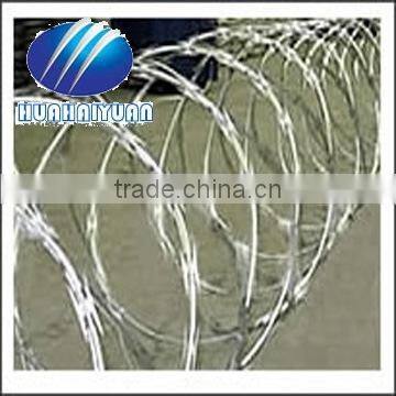 Boundary fence with razor blade wire