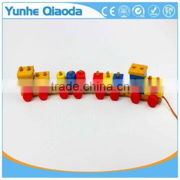 colorful Wood stocking Train Toys Geometric Building Blocks Education Gift