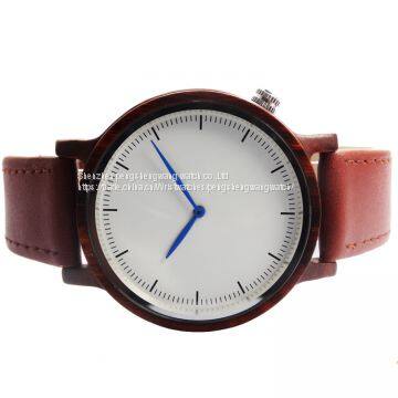 Eco-friendly Handmade Genuine Leather Bands Wooden Wrist Watch photo-4