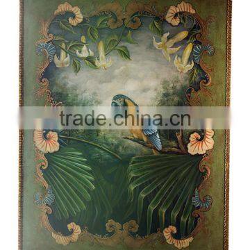 Hand Painted Wood Wall Painting, Floral Art Painting Wall Picture, Solid Wood Carved Decorative Wall Art photo-4