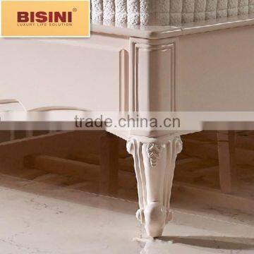 New Arrival European Hancarved Wooden Fabric Double Bed photo-5